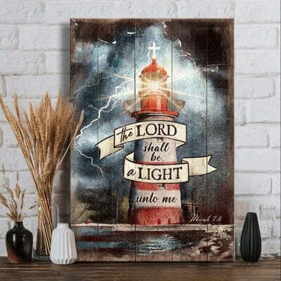 Lighthouse Cross The Lord Shall Be A Light Unto Me Canvas Print