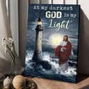 Jesus Walking On Water Lighthouse At My Darkest God Is My Light Canvas Print Jesus Walking On Water Lighthouse At My Darkest God Is My Light Canvas Print