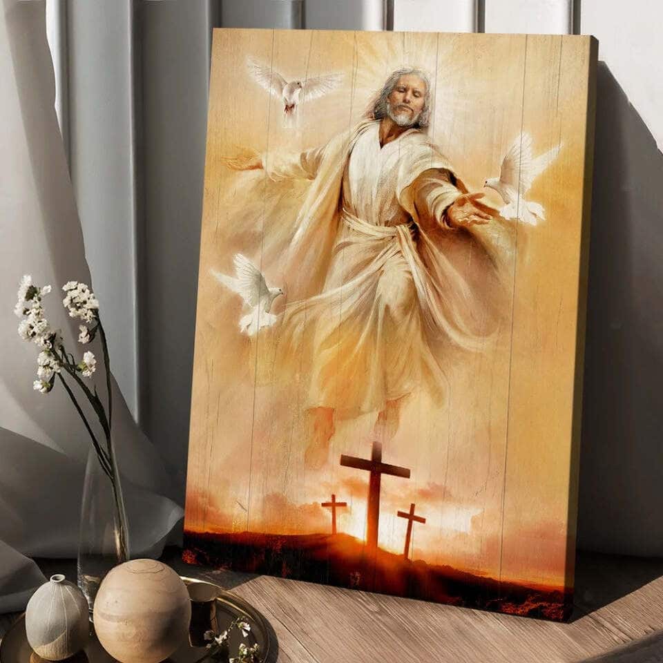 Jesus Pretty Dove Cross Canvas Print