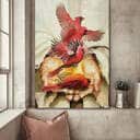 Jesus A Cardinal On His Hand Canvas Print