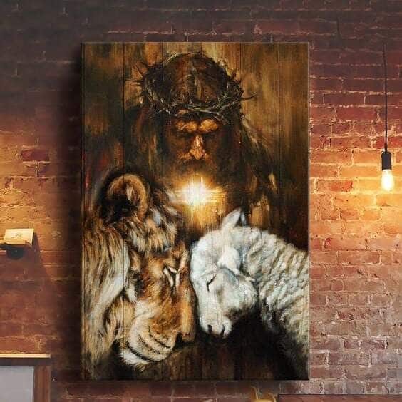 Jesus Lion And Sheep Faith Canvas Print Jesus Lion And Sheep Faith Canvas Print