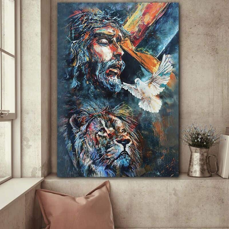 Jesus Lion And Dove Canvas Print