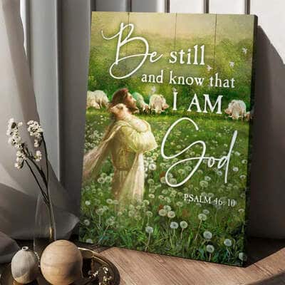 Jesus Lamb Dandelion Field Be Still And Know That I Am God Canvas Print