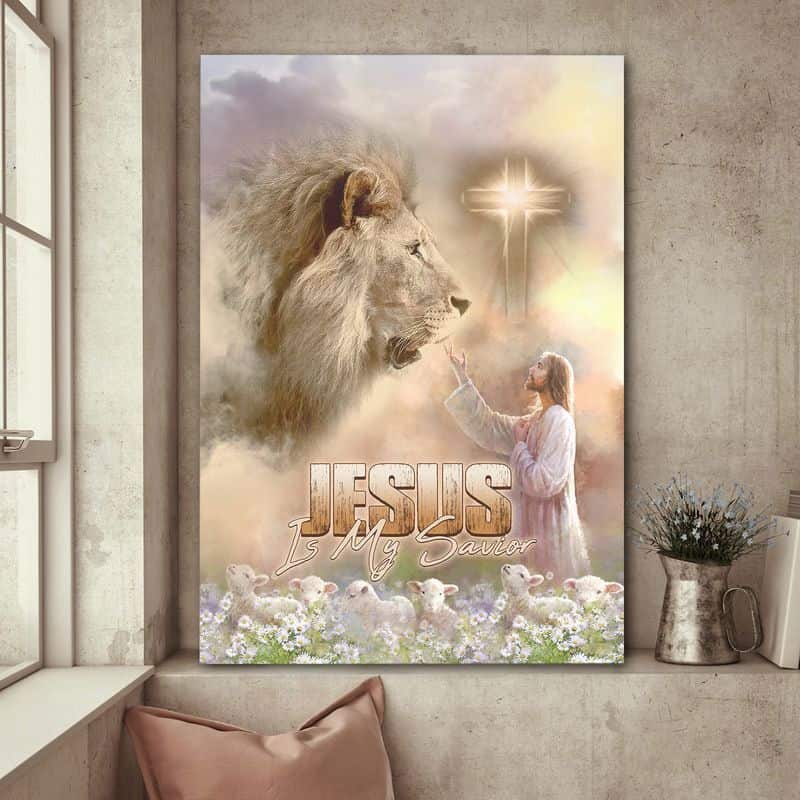 Jesus Is My Savior Jesus Lion And Lamb Canvas Print