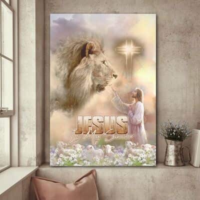 Jesus Is My Savior Jesus Lion And Lamb Canvas Print