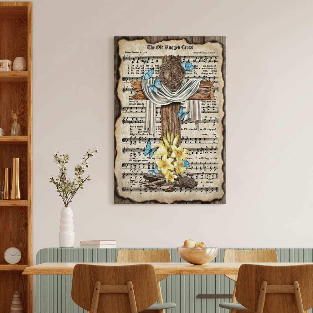 Christian Cross Crown Of Thorns Song Lyrics Canvas Print