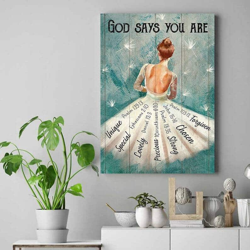 Christian Ballerina God Says You Are Canvas Print