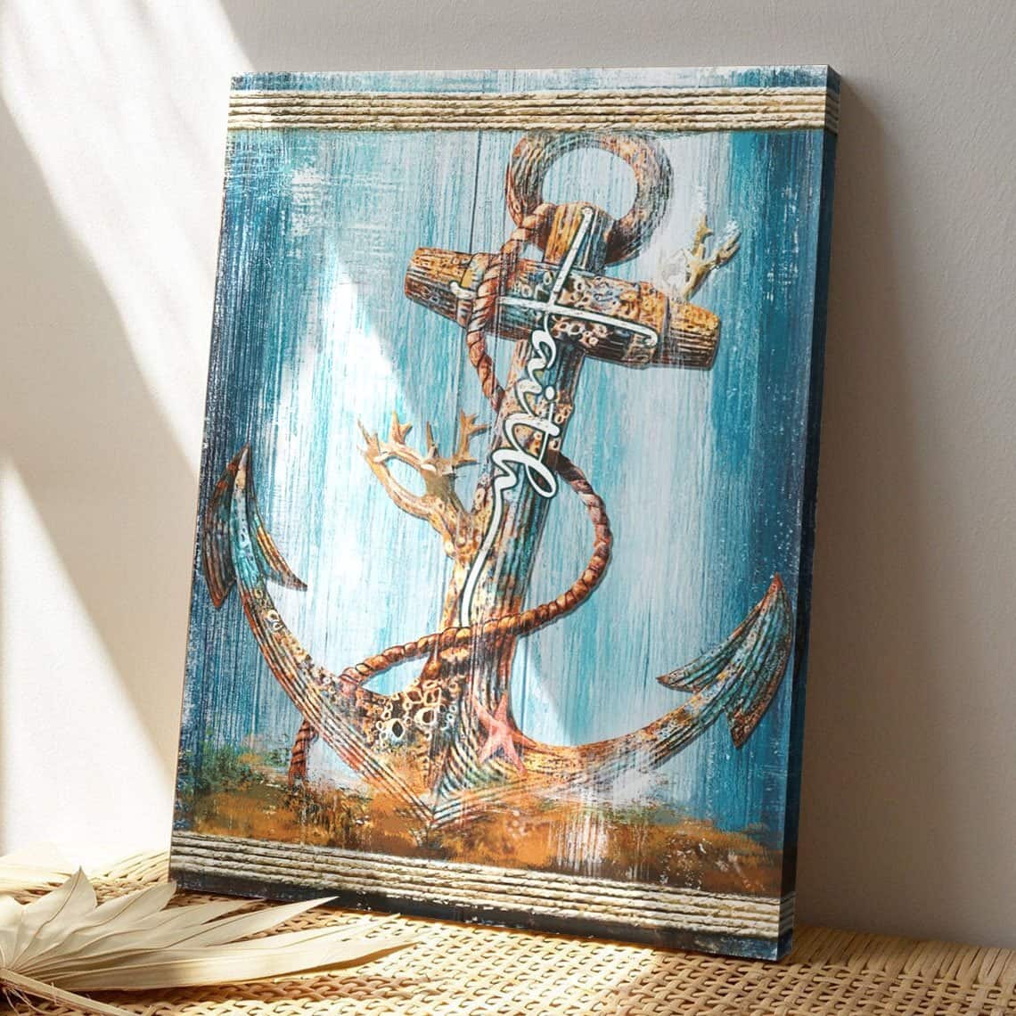 Christian Anchor Under The Sea Canvas Print