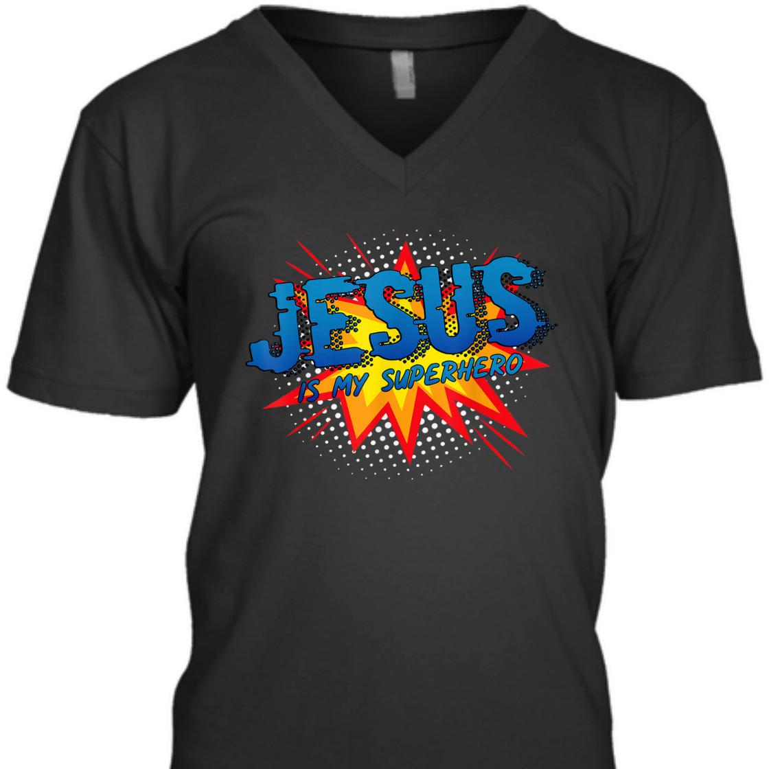 Jesus Is My Superhero Comic Style Funny Christian T-Shirt Jesus Is My Superhero Comic Style Funny Christian T-Shirt