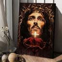 The Face Of Jesus Heart Crown Of Thorn Canvas Print The Face Of Jesus Heart Crown Of Thorn Canvas Print
