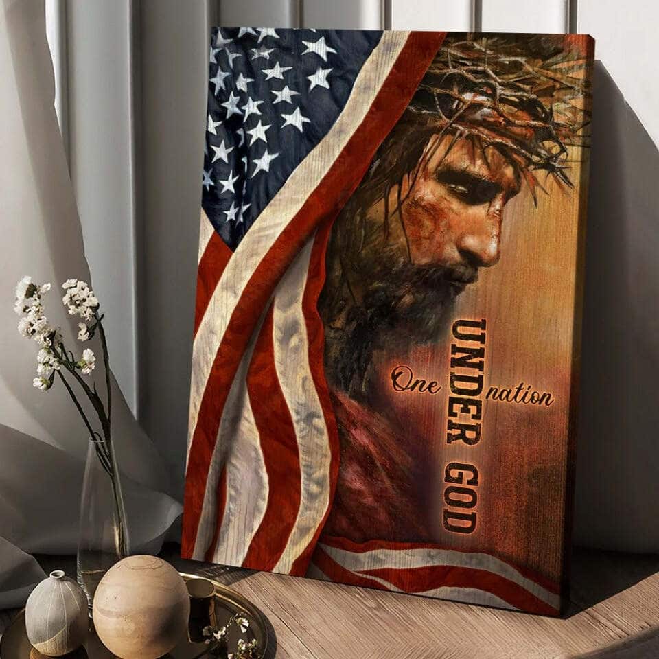 The Face Of Jesus American Flag One Nation Under God Canvas Print The Face Of Jesus American Flag One Nation Under God Canvas Print