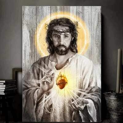 Sacred Heart Of Jesus Halo Light Canvas Print