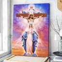 Maria And Jesus On The Cross Canvas Print