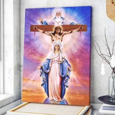 Maria And Jesus On The Cross Canvas Print