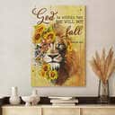 Lion With Sunflower God Is Within Her She Will Not Fall Canvas Print