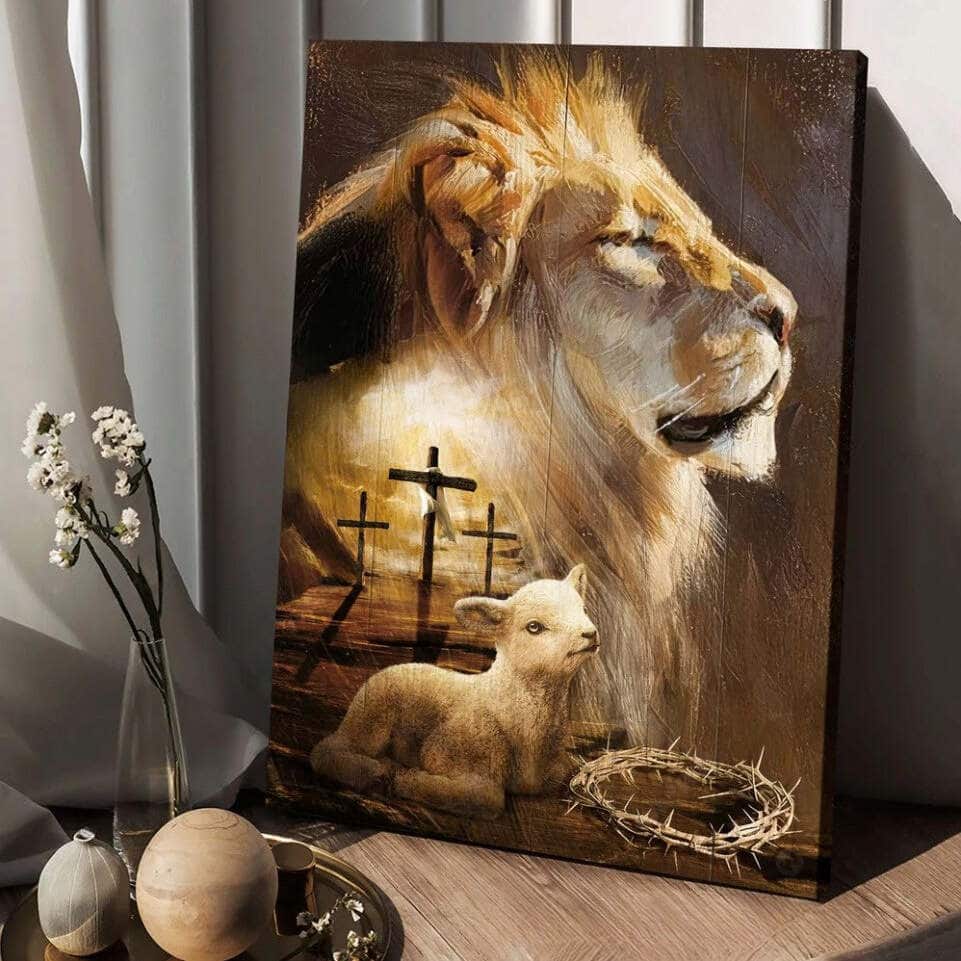 Lion Lamb Cross Lion Of Judah Canvas Print Lion Lamb Cross Lion Of Judah Canvas Print