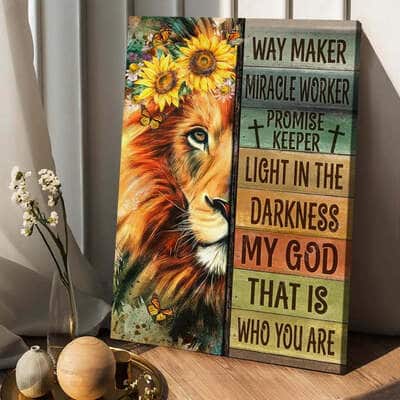 Lion Of Judah Sunflower Wreath Way Maker Miracle Worker Canvas Print