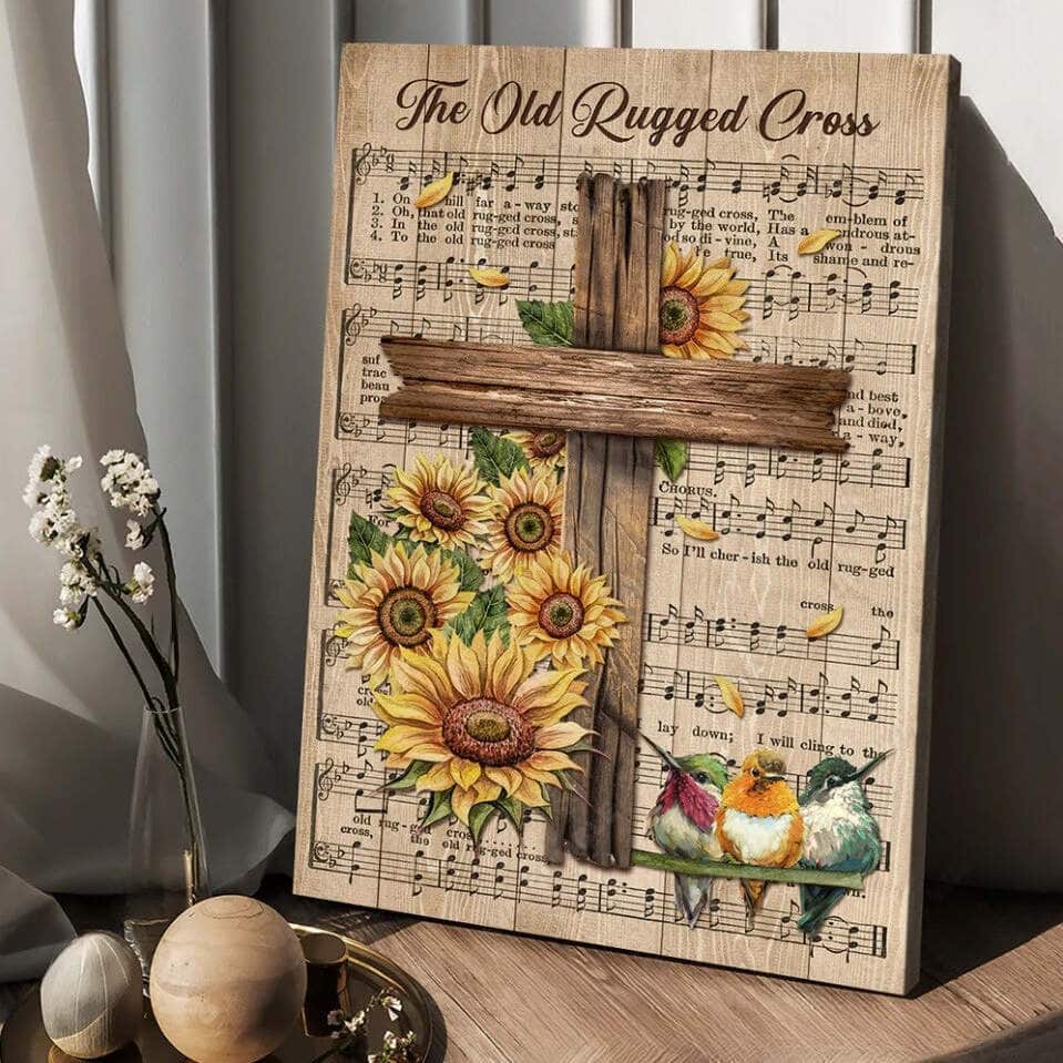 Music Sheet Colorful Hummingbird Sunflower The Old Rugged Cross Canvas Print Music Sheet Colorful Hummingbird Sunflower The Old Rugged Cross Canvas Print