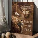 Christian Jesus Lion Of Judah Faith Over Fear Canvas Print