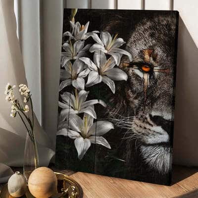 Lion Of Judah Lily Cross Canvas Print