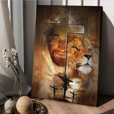 Lion Jesus Cross Canvas Print Lion Jesus Cross Canvas Print