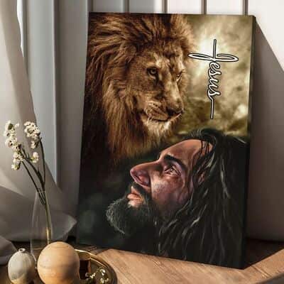 Christian The Face Of Jesus And Lion Jesus Canvas Print