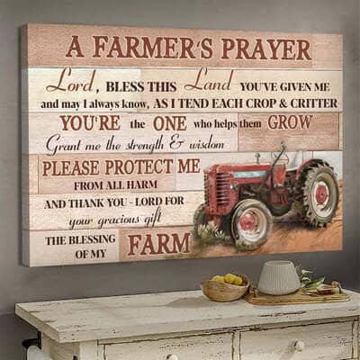 Christian Jesus Vintage A Farmer's Prayer Canvas Wall Art