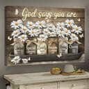 Christian Jesus Vintage Daisy God Says You Are Canvas Wall Art Christian Jesus Vintage Daisy God Says You Are Canvas Wall Art