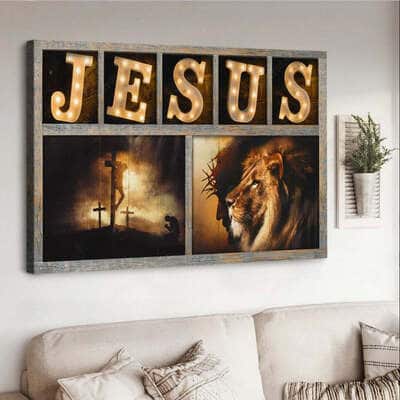 Christian Jesus The Lion Of Judah Jesus On The Cross Canvas Wall Art