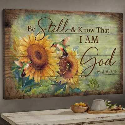 Christian Jesus Sunflower Be Still And Know That I Am God Canvas Wall Art