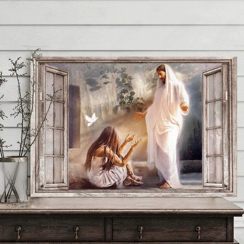 Christian Jesus Saves Miserable Girl Canvas Wall Art Christian Jesus Saves Miserable Girl Canvas Wall Art
