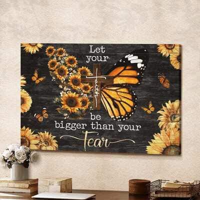 Christian Jesus Let Your Faith Be Bigger Than Your Fear Canvas Wall Art