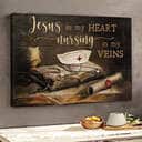 Christian Jesus In My Heart Nursing In My Vein Canvas Wall Art Christian Jesus In My Heart Nursing In My Vein Canvas Wall Art