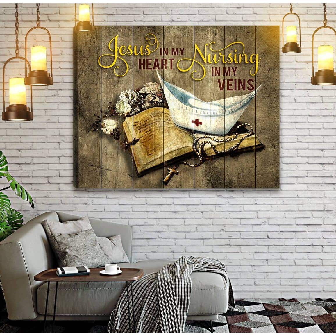 Christian Jesus In My Heart Nurse In My Veins Canvas Wall Art Christian Jesus In My Heart Nurse In My Veins Canvas Wall Art