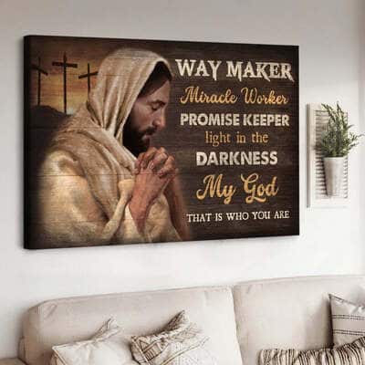 Christian Jesus Way Maker Miracle Worker Promise Keeper Light In The Darkness Canvas Wall Art