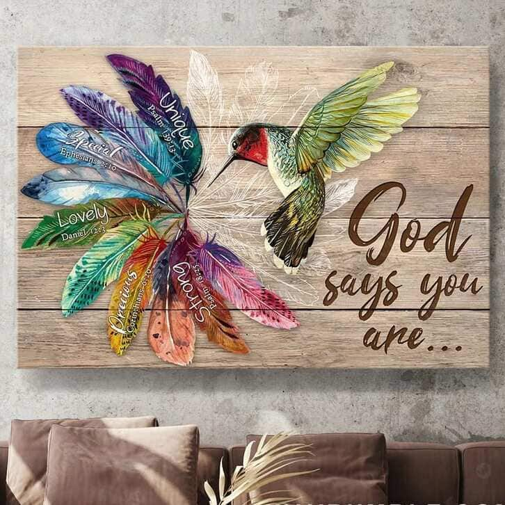 Christian Canvas Wall Art Hummingbird God Says You Are Strong