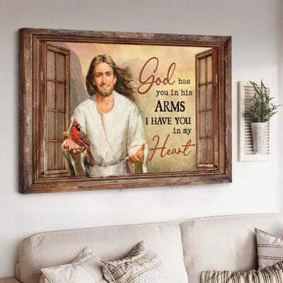 God Has You In His Arms I Have You In My Heart Cardinal Canvas Wall Art