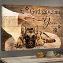 German Shepherd Jesus Hand God Gave Me You Canvas Wall Art