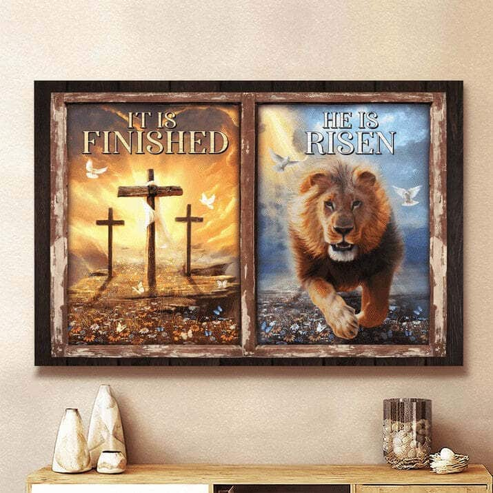 Christian Canvas Wall Art It Is Finished He Is Risen Jesus