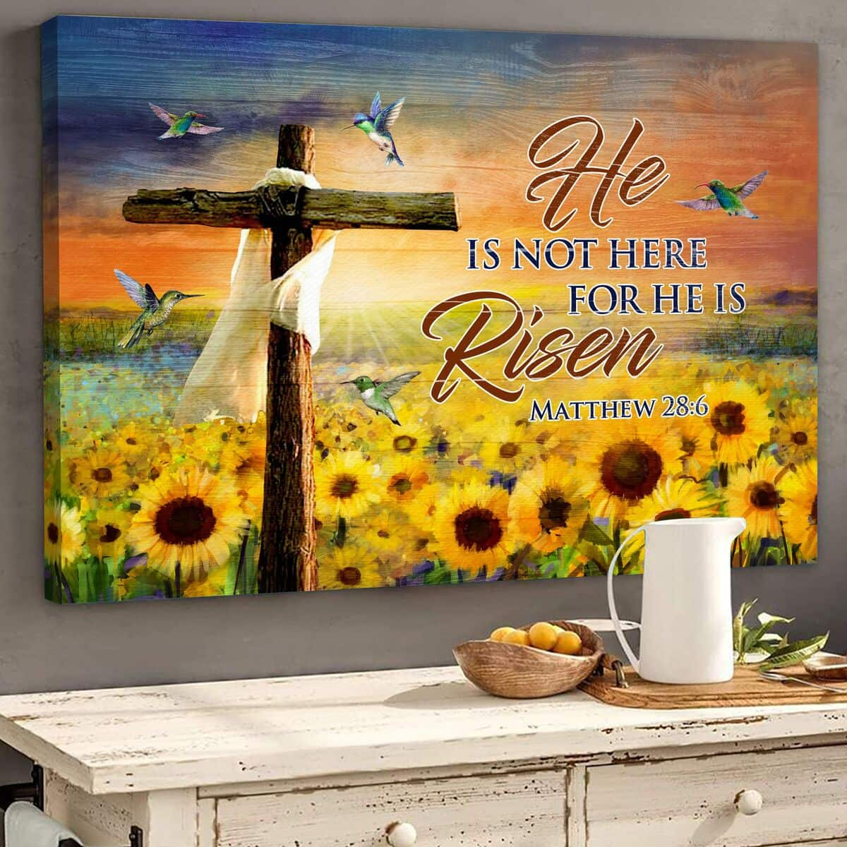 Christian Canvas Wall Art He Is Not Here For He Is Risen