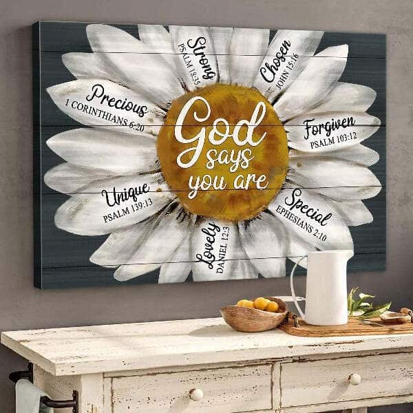 Christian Canvas Wall Art Daisy Flower God Says You Are Unique Christian Canvas Wall Art Daisy Flower God Says You Are Unique