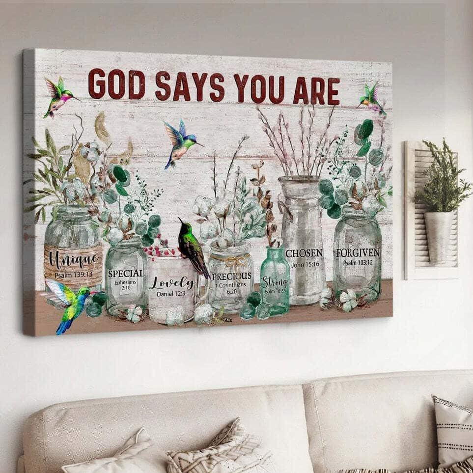 Vintage Garden God Says You Are Unique Canvas Wall Art