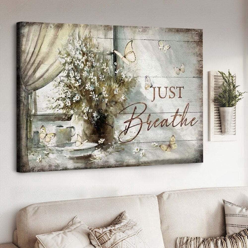 Vintage Just Breathe Jesus Canvas Wall Art Vintage Just Breathe Jesus Canvas Wall Art
