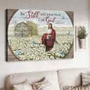 Flower Field Jesus Be Still And Know That I Am God Canvas Wall Art