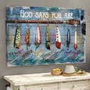 Christian Canvas Wall Art Fishing Rod God Says You Are