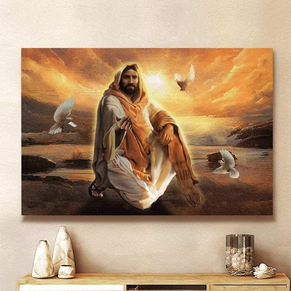 Christian Jesus And Dove Give Me Your Hand Canvas Wall Art Christian Jesus And Dove Give Me Your Hand Canvas Wall Art
