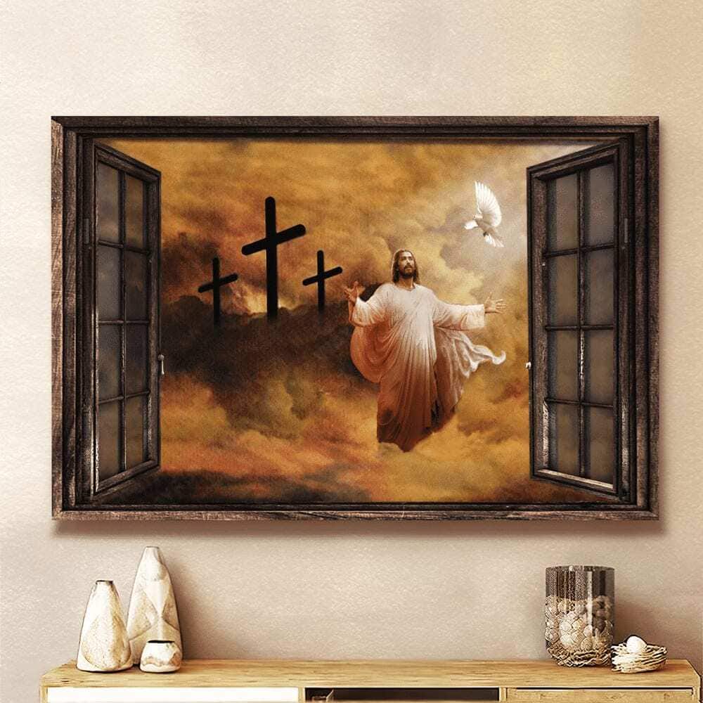 Christian Jesus And Dove The Rugged Cross Canvas Wall Art Christian Jesus And Dove The Rugged Cross Canvas Wall Art