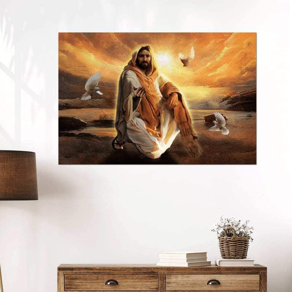 Christian Jesus And Dove Give Me Your Hand Canvas Wall Art Christian Jesus And Dove Give Me Your Hand Canvas Wall Art