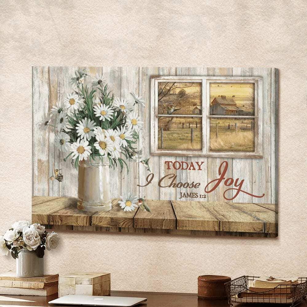 Christian Daisy Vase Today I Choose Joy Canvas Wall Art Christian Daisy Vase Today I Choose Joy Canvas Wall Art