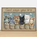Christian Cute Cats God Says You Are Unique Special Canvas Wall Art